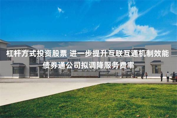 杠杆方式投资股票 进一步提升互联互通机制效能 债券通公司拟调降服务费率