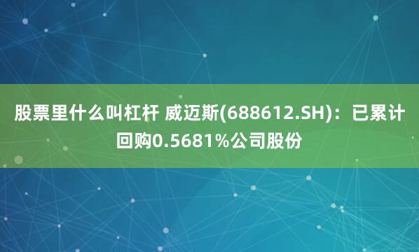 股票里什么叫杠杆 威迈斯(688612.SH)：已累计回购0.5681%公司股份