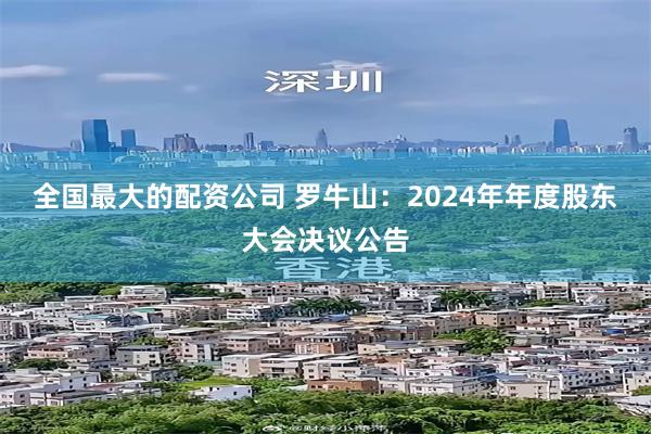 全国最大的配资公司 罗牛山：2024年年度股东大会决议公告