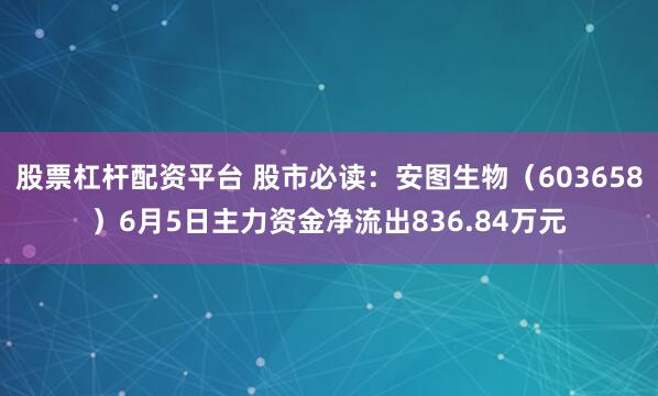 股票杠杆配资平台 股市必读：安图生物（603658）6月5日主力资金净流出836.84万元